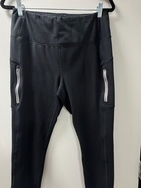 Mondetta Black Women’s Active Leggings with Side Zip Pockets